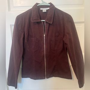 TWEEDS brown collared jacket with gold zipper. Size 6